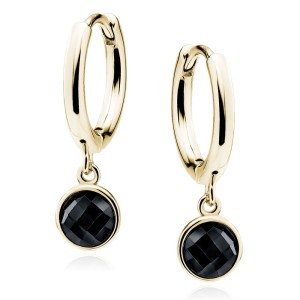 Cercei rotunzi Ø14mm din argint placat cu aur galben cu pietre negre DiAmanti Z2202DEG_B-DIA (Argint 925‰ 2,4 g.) Cercei rotunzi Ø14mm din argint placat cu aur galben cu pietre negre DiAmanti Z2202DEG_B-DIA (Argint 925‰ 2,4 g.)